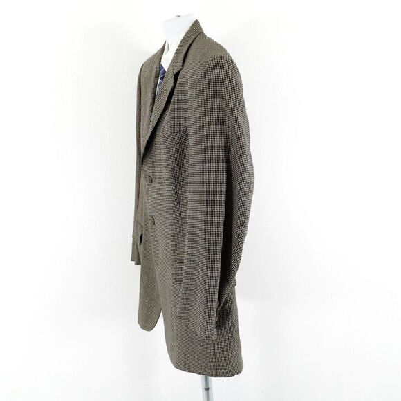 Hart Schaffner Marx Parisian Tweed Wool Houndstooth Black Tan Sport‎ Coat 42L - Picture 7 of 16